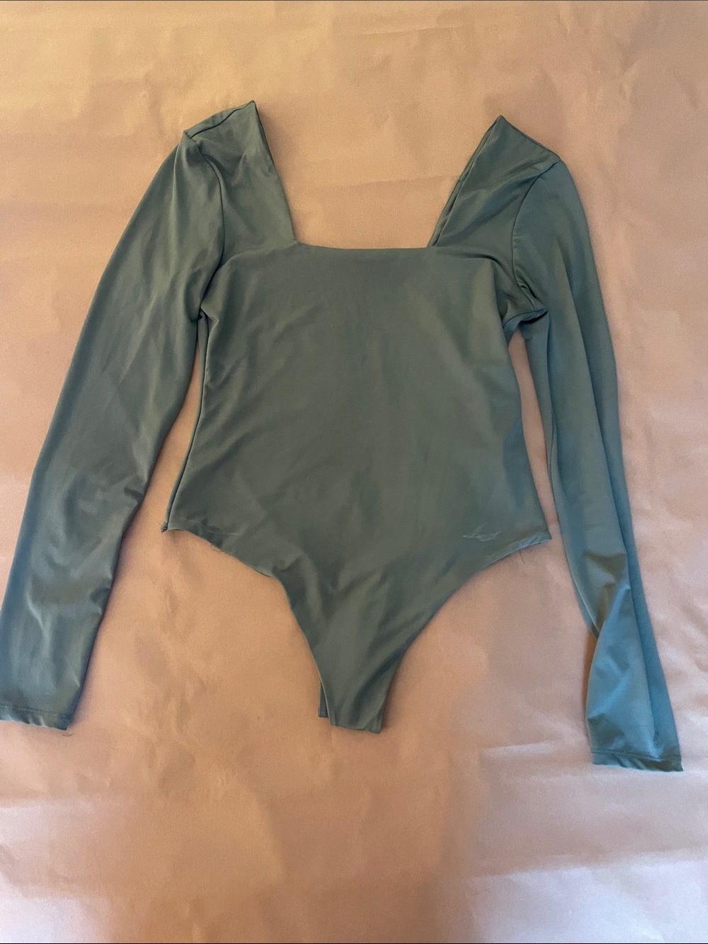 Macy's Sage Green Long-Sleeve Square Neck Bodysuit